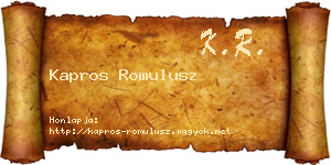 Kapros Romulusz névjegykártya